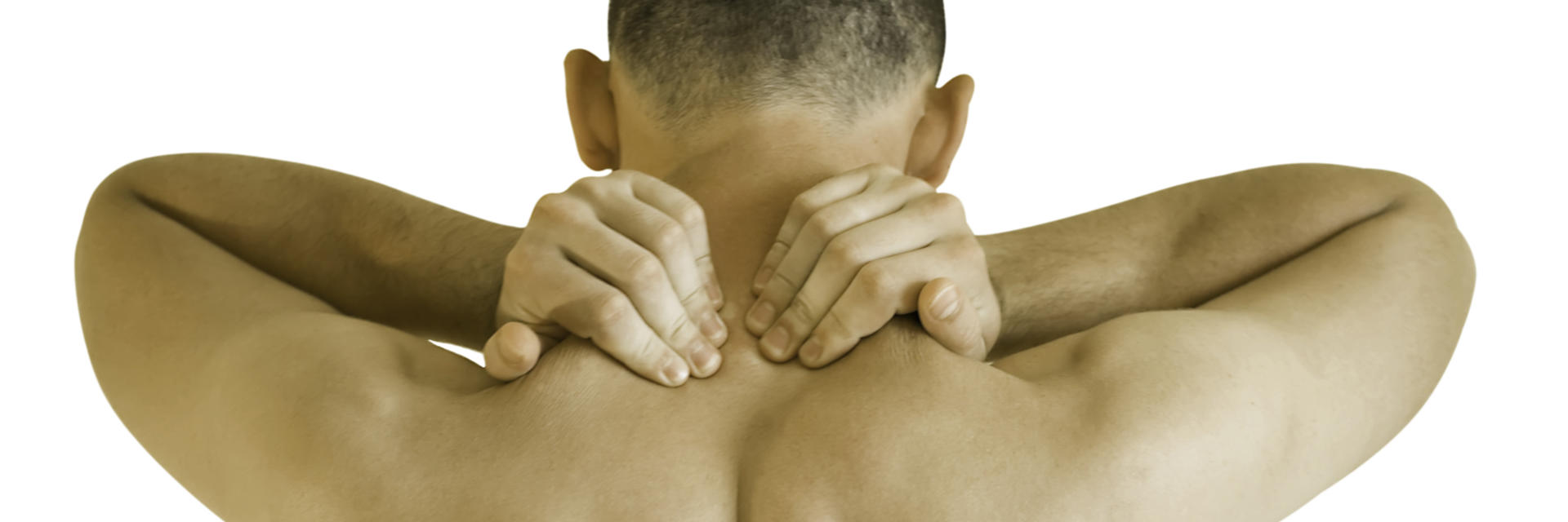 A man with a neck pain due to rheumatoid arthritis.