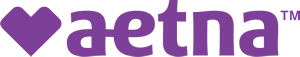 Aetna logo featuring a purple heart icon followed by the company name.